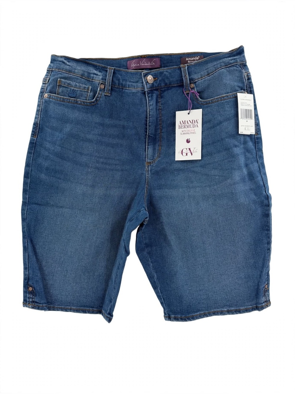 Gloria Vanderbilt Amanda Bermuda Jean Shorts 16 Medium Wash Slimming Panel NWT